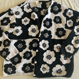 Talbots 90s y2k 70s flowers mod sweater size xl